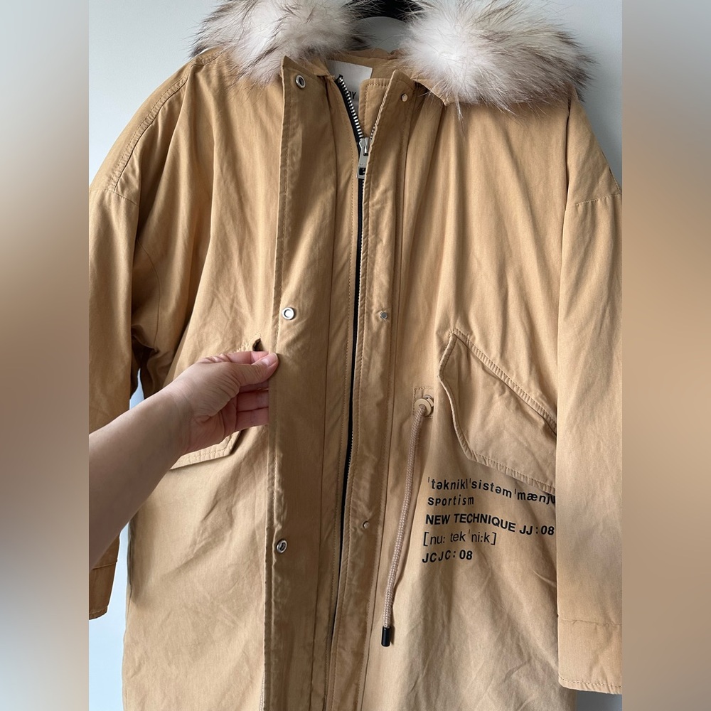 JUCY JUDY Beige Fur-Trimmed Women's Coat - Picture 6 of 14